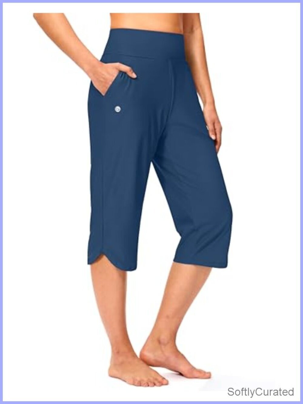 Women's Swim Capri Pants 18" High Waisted Board Shorts UPF 50+ Pockets